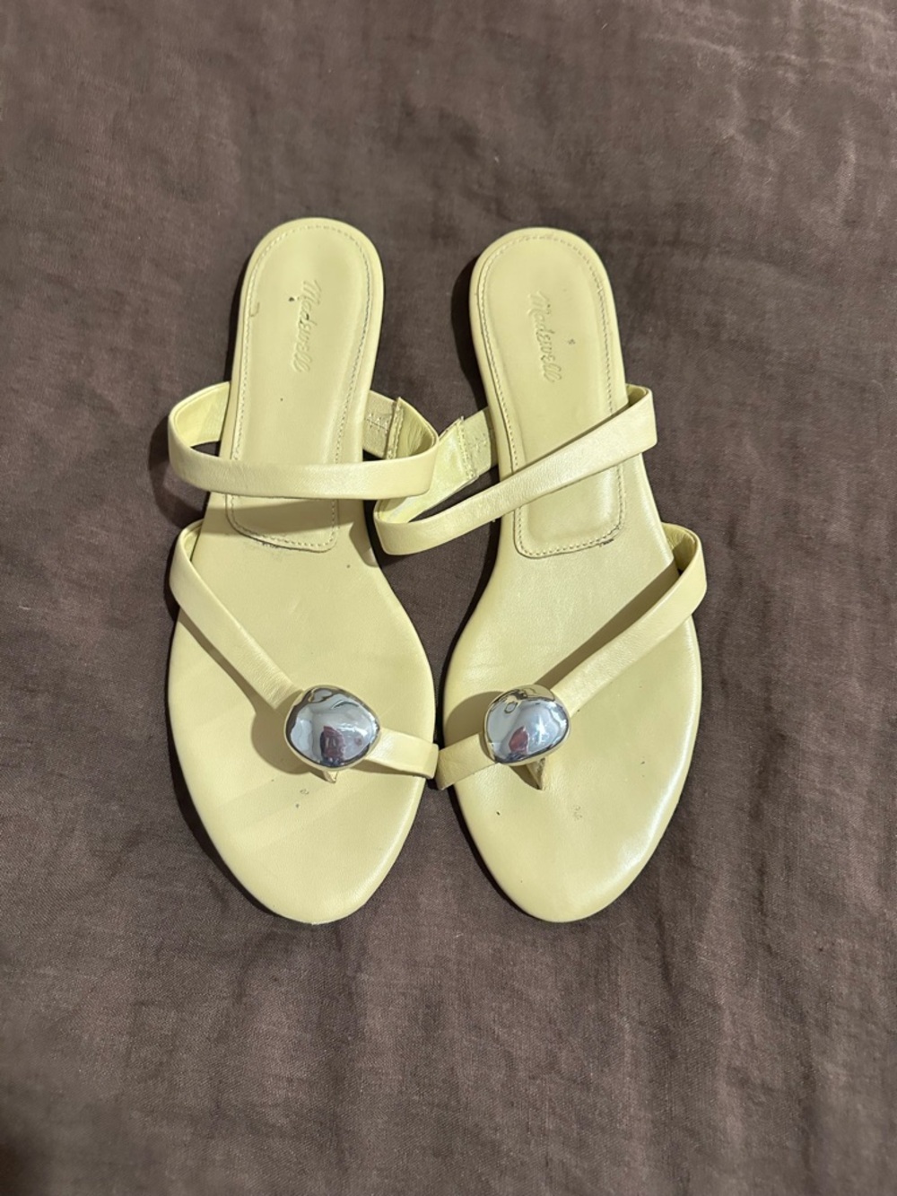 Madewell Yellow Strappy Toe-Ring Sandals with Silver Accent - Women